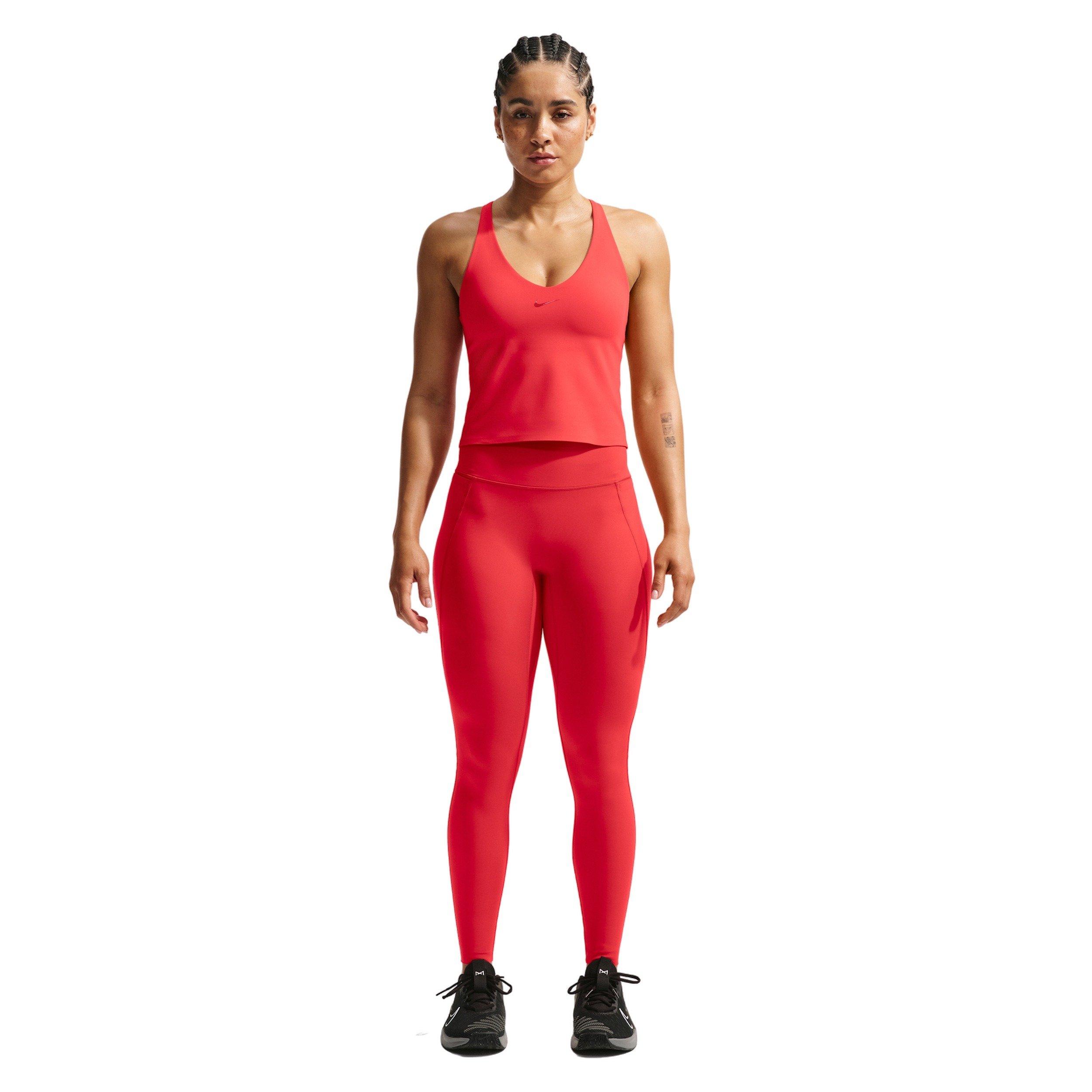 Nike Women's Universa High-Waisted Full-Length with No Front Seam - Red - RED